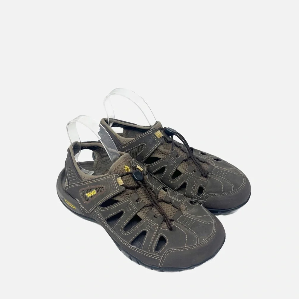Teva Men's Leather Sandals Lace Up Slip On Bungee Lacing System Size 8